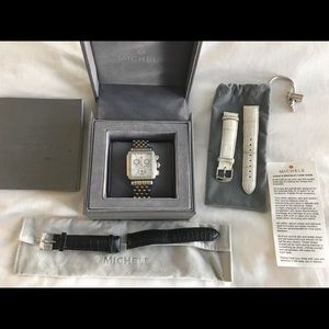 Michele Diamond Dial Two-Tone Bracelet Watch